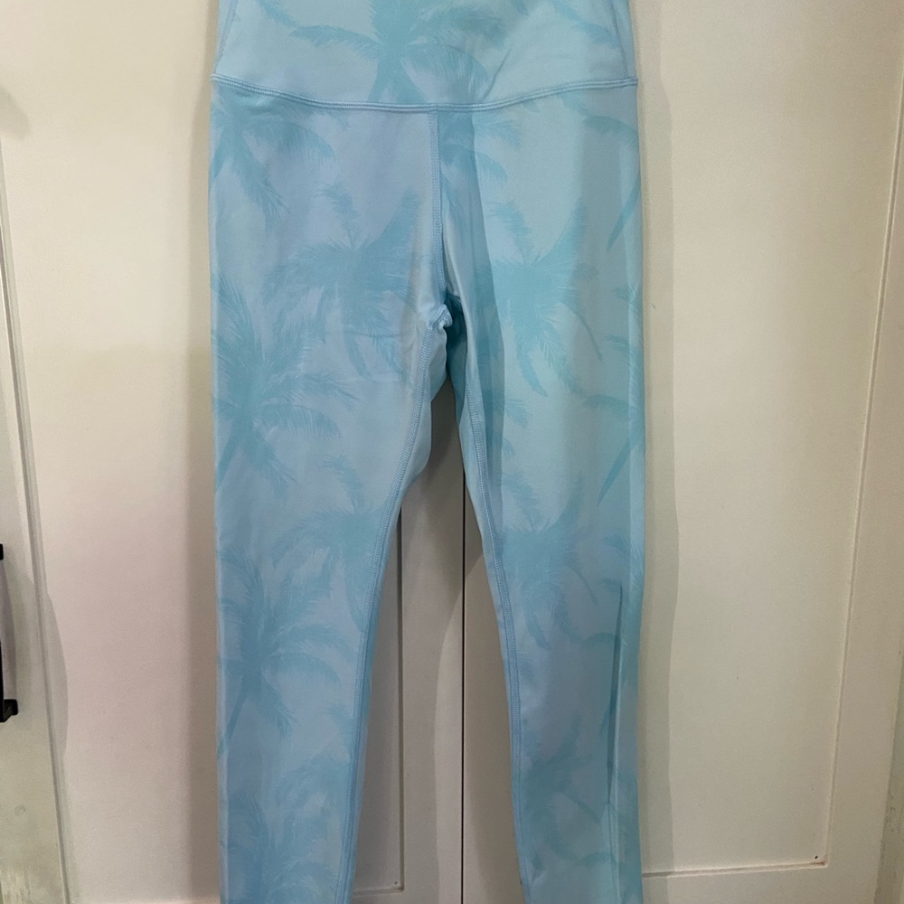 Blue Palm Print Leggings